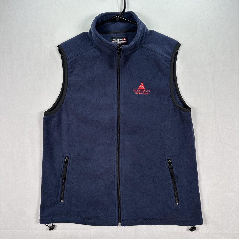 Ibex Sport Vest Mens‎ Medium Blue Fleece Full Zip Sleeveless Jacket Outdoor